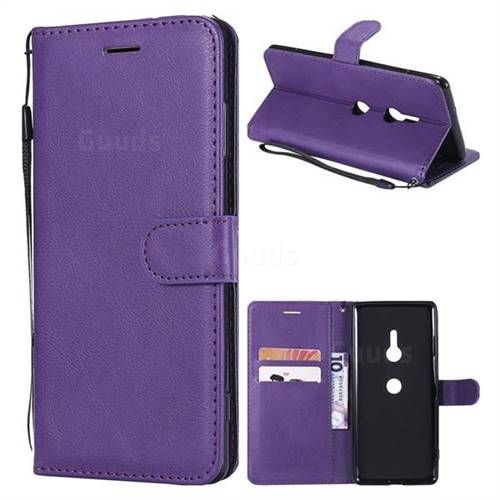 Retro Greek Classic Smooth PU Leather Wallet Phone Case for Sony Xperia XZ3 - Purple