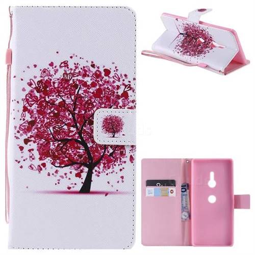 Colored Red Tree PU Leather Wallet Case for Sony Xperia XZ3