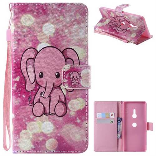Pink Elephant PU Leather Wallet Case for Sony Xperia XZ3