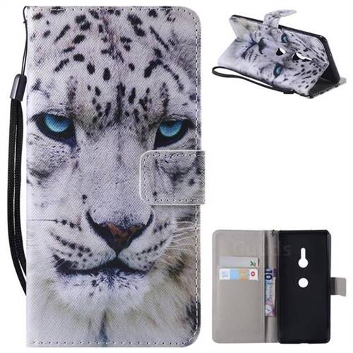 White Leopard PU Leather Wallet Case for Sony Xperia XZ3