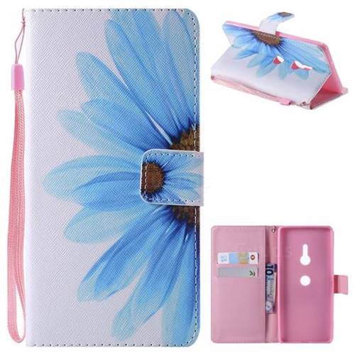 Blue Sunflower PU Leather Wallet Case for Sony Xperia XZ3