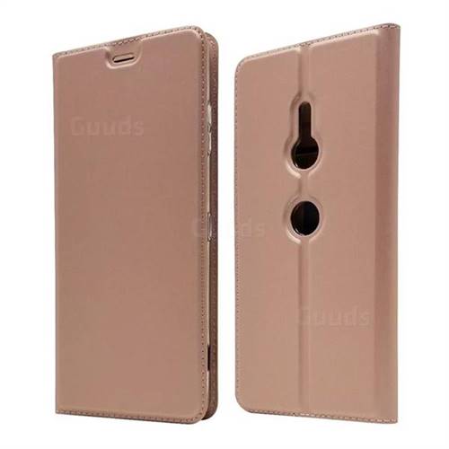 Ultra Slim Card Magnetic Automatic Suction Leather Wallet Case for Sony Xperia XZ3 - Rose Gold