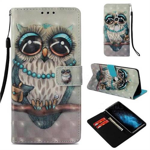 Sweet Gray Owl 3D Painted Leather Wallet Case for Sony Xperia XZ3