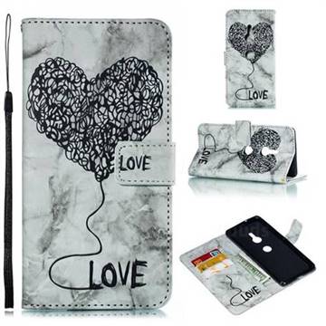 Marble Heart PU Leather Wallet Phone Case for Sony Xperia XZ3 - Black
