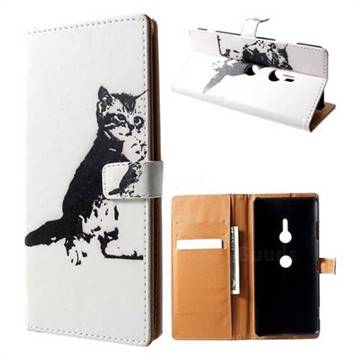 Cute Cat Leather Wallet Case for Sony Xperia XZ3