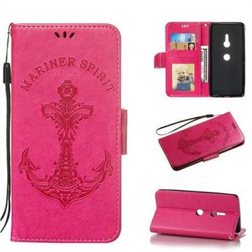 Embossing Mermaid Mariner Spirit Leather Wallet Case for Sony Xperia XZ3 - Rose