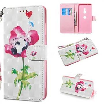 Flower Panda 3D Painted Leather Wallet Phone Case for Sony Xperia XZ3
