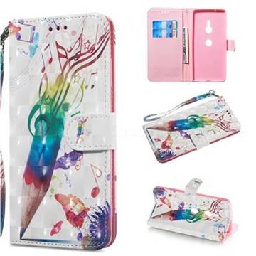 Music Pen 3D Painted Leather Wallet Phone Case for Sony Xperia XZ3