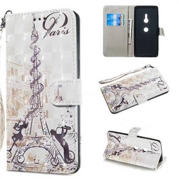 Tower Couple 3D Painted Leather Wallet Phone Case for Sony Xperia XZ3