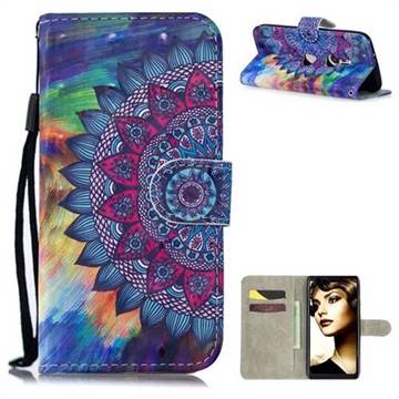 Oil Painting Mandala 3D Painted Leather Wallet Phone Case for Sony Xperia XZ3