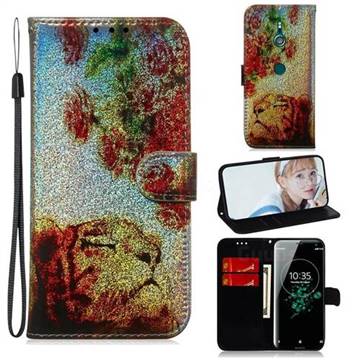 Tiger Rose Laser Shining Leather Wallet Phone Case for Sony Xperia XZ3