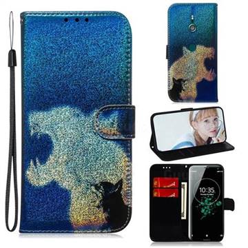 Cat and Leopard Laser Shining Leather Wallet Phone Case for Sony Xperia XZ3