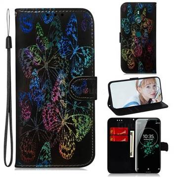 Black Butterfly Laser Shining Leather Wallet Phone Case for Sony Xperia XZ3