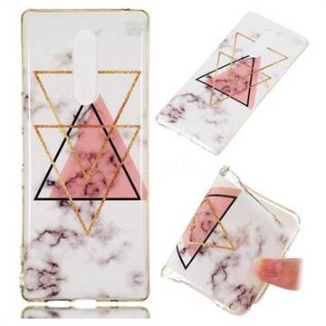 Inverted Triangle Powder Soft TPU Marble Pattern Phone Case for Sony Xperia 1 / Xperia XZ4