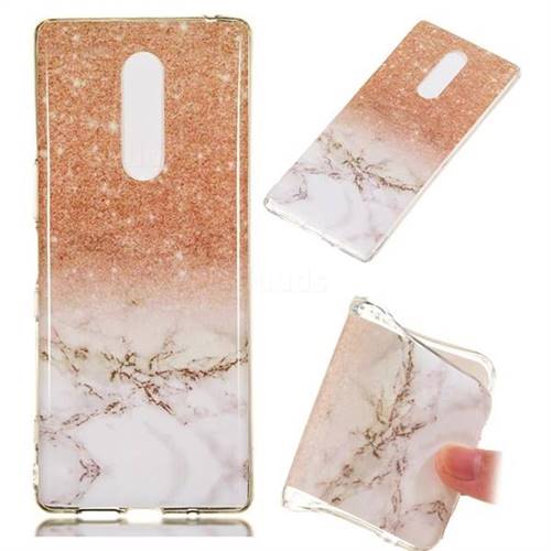 Glittering Rose Gold Soft TPU Marble Pattern Case for Sony Xperia 1 / Xperia XZ4
