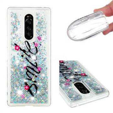 Smile Flower Dynamic Liquid Glitter Quicksand Soft TPU Case for Sony Xperia 1 / Xperia XZ4