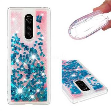 Dynamic Liquid Glitter Quicksand Sequins TPU Phone Case for Sony Xperia 1 / Xperia XZ4 - Blue