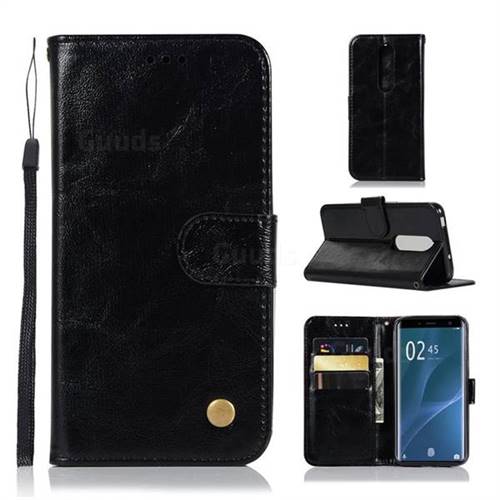 Luxury Retro Leather Wallet Case for Sony Xperia 1 / Xperia XZ4 - Black