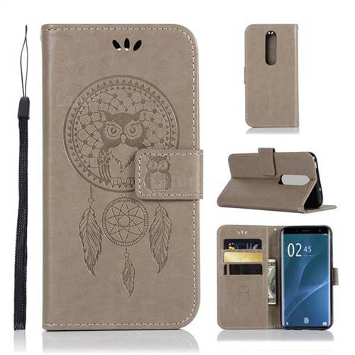 Intricate Embossing Owl Campanula Leather Wallet Case for Sony Xperia 1 / Xperia XZ4 - Grey