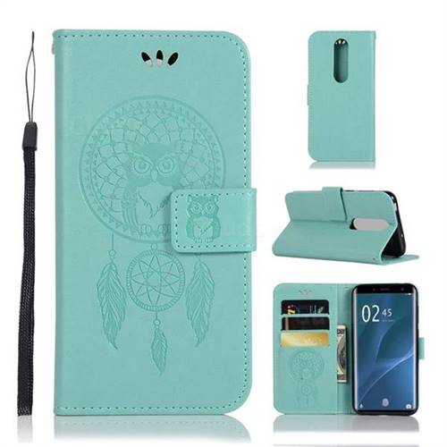 Intricate Embossing Owl Campanula Leather Wallet Case for Sony Xperia 1 / Xperia XZ4 - Green