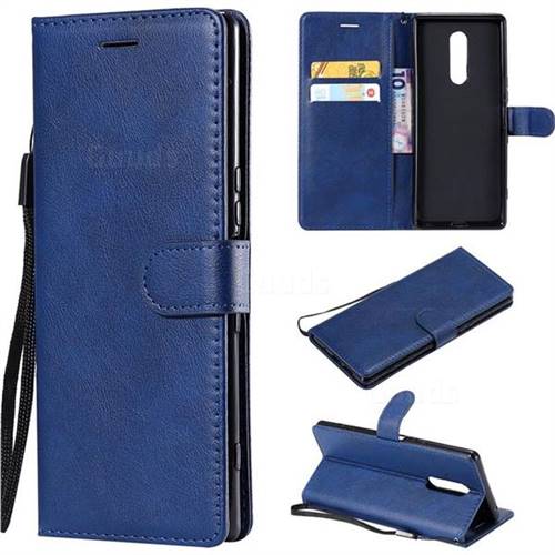 Retro Greek Classic Smooth PU Leather Wallet Phone Case for Sony Xperia 1 / Xperia XZ4 - Blue