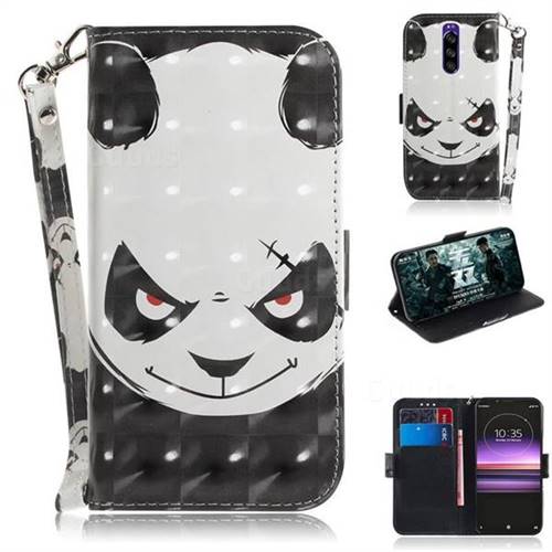 Angry Bear 3D Painted Leather Wallet Phone Case for Sony Xperia 1 / Xperia XZ4