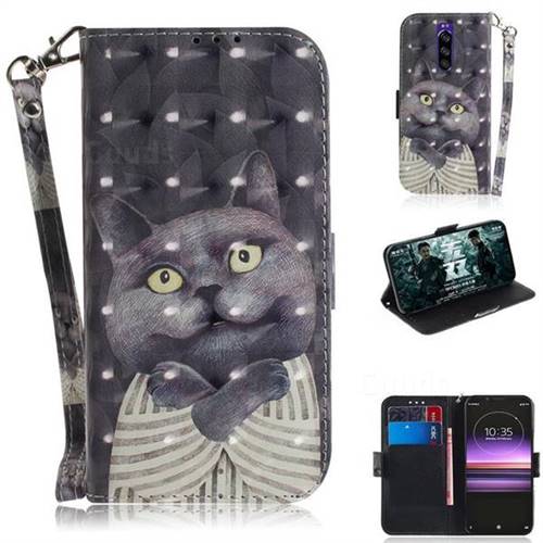 Cat Embrace 3D Painted Leather Wallet Phone Case for Sony Xperia 1 / Xperia XZ4