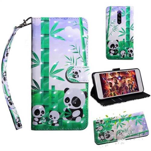 Eating Bamboo Pandas 3D Painted Leather Wallet Case for Sony Xperia 1 / Xperia XZ4