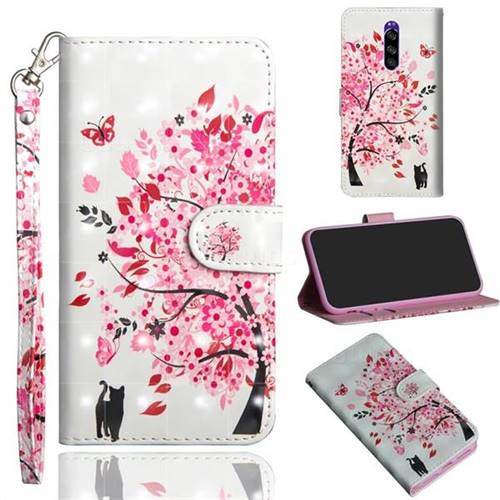 Tree and Cat 3D Painted Leather Wallet Case for Sony Xperia 1 / Xperia XZ4