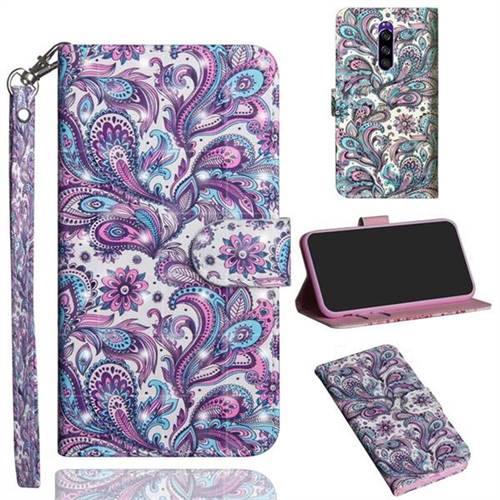 Swirl Flower 3D Painted Leather Wallet Case for Sony Xperia 1 / Xperia XZ4
