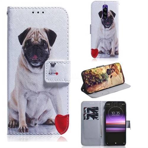Pug Dog PU Leather Wallet Case for Sony Xperia 1 / Xperia XZ4