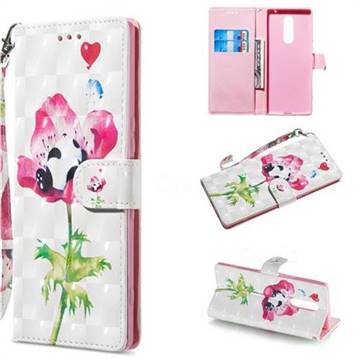 Flower Panda 3D Painted Leather Wallet Phone Case for Sony Xperia 1 / Xperia XZ4