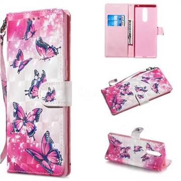 Pink Butterfly 3D Painted Leather Wallet Phone Case for Sony Xperia 1 / Xperia XZ4