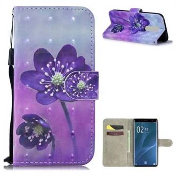 Purple Flower 3D Painted Leather Wallet Phone Case for Sony Xperia 1 / Xperia XZ4