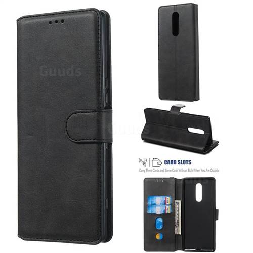 Retro Calf Matte Leather Wallet Phone Case for Sony Xperia 1 / Xperia XZ4 - Black