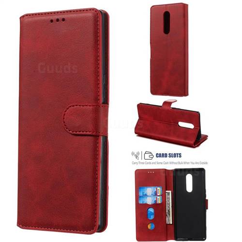 Retro Calf Matte Leather Wallet Phone Case for Sony Xperia 1 / Xperia XZ4 - Red