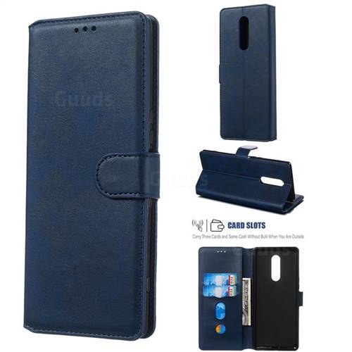 Retro Calf Matte Leather Wallet Phone Case for Sony Xperia 1 / Xperia XZ4 - Blue