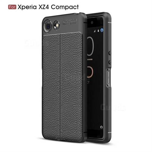 Luxury Auto Focus Litchi Texture Silicone TPU Back Cover for Sony Xperia XZ4 Compact - Black