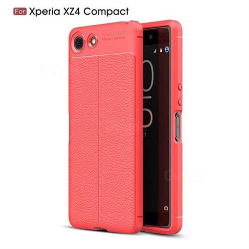 Luxury Auto Focus Litchi Texture Silicone TPU Back Cover for Sony Xperia XZ4 Compact - Red