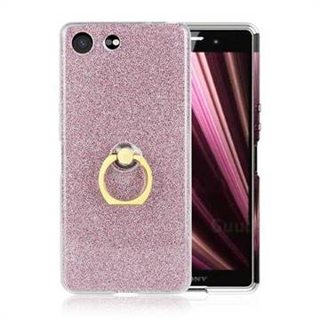 Luxury Soft TPU Glitter Back Ring Cover with 360 Rotate Finger Holder Buckle for Sony Xperia XZ4 Compact - Pink