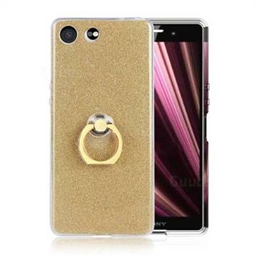 Luxury Soft TPU Glitter Back Ring Cover with 360 Rotate Finger Holder Buckle for Sony Xperia XZ4 Compact - Golden