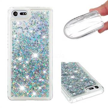 Dynamic Liquid Glitter Quicksand Sequins TPU Phone Case for Sony Xperia XZ4 Compact - Silver
