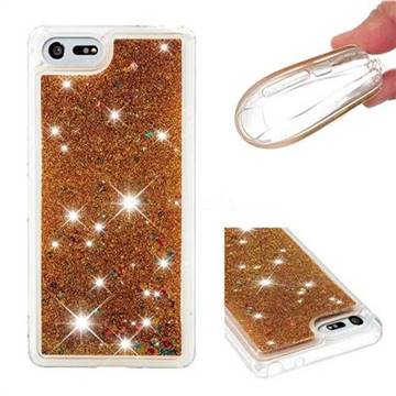 Dynamic Liquid Glitter Quicksand Sequins TPU Phone Case for Sony Xperia XZ4 Compact - Golden