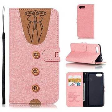 Ladies Bow Clothes Pattern Leather Wallet Phone Case for Sony Xperia 1 / Xperia XZ4 Compact - Pink