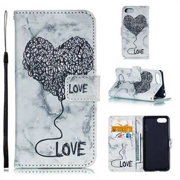 Marble Heart PU Leather Wallet Phone Case for Sony Xperia 1 / Xperia XZ4 Compact - Black