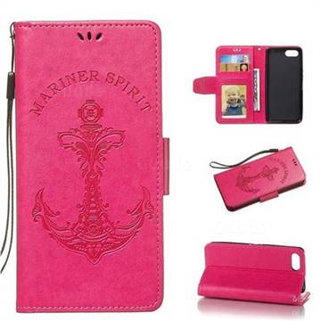 Embossing Mermaid Mariner Spirit Leather Wallet Case for Sony Xperia 1 / Xperia XZ4 Compact - Rose
