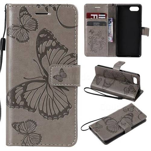Embossing 3D Butterfly Leather Wallet Case for Sony Xperia XZ4 Compact - Gray