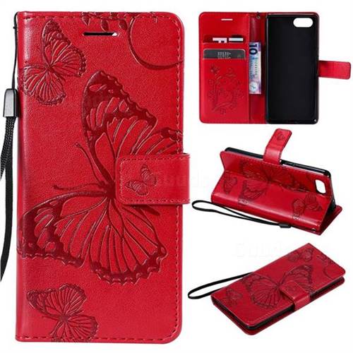 Embossing 3D Butterfly Leather Wallet Case for Sony Xperia XZ4 Compact - Red