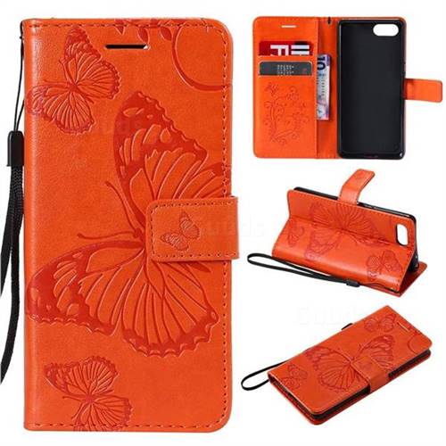 Embossing 3D Butterfly Leather Wallet Case for Sony Xperia XZ4 Compact - Orange