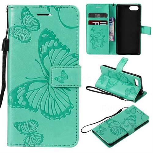Embossing 3D Butterfly Leather Wallet Case for Sony Xperia XZ4 Compact - Green